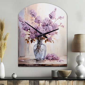 Lilacs Lavender Serenade II - Asymmetric Metal Wall Clock